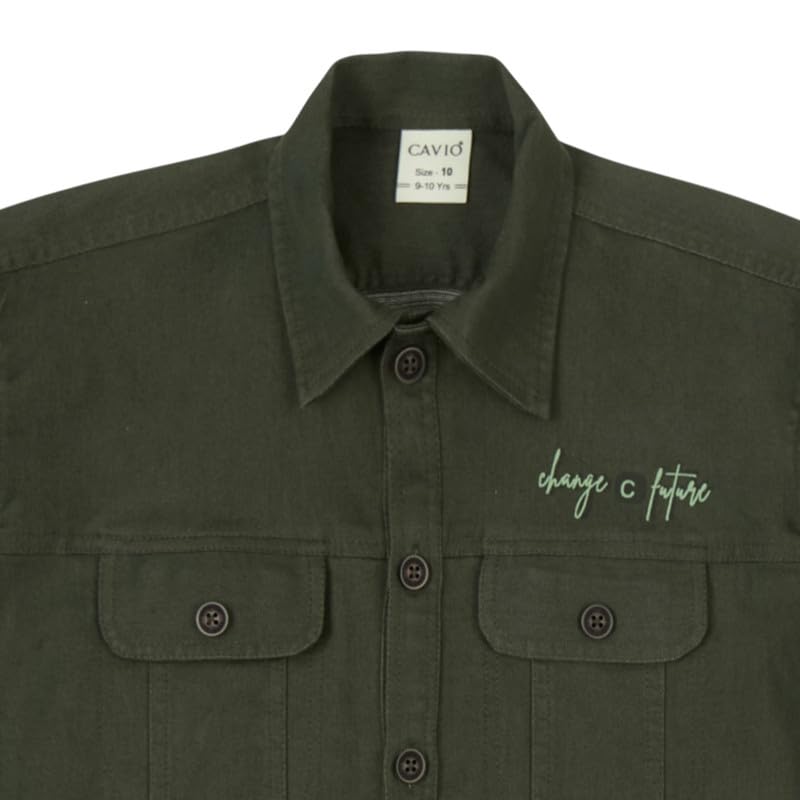 CHARCHIT Boys Plain Full Sleeve Jacket with Regular Fit T-Shirt Green