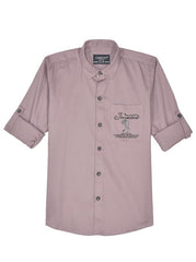 CHARCHIT Boys Cotton Regular Fit Spread Collar Full Sleeves Printed Shirt Magenta