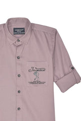 CHARCHIT Boys Cotton Regular Fit Spread Collar Full Sleeves Printed Shirt Magenta