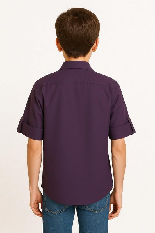 CHARCHIT Boys Full Sleeves Embellished Solid Shirt Maroon