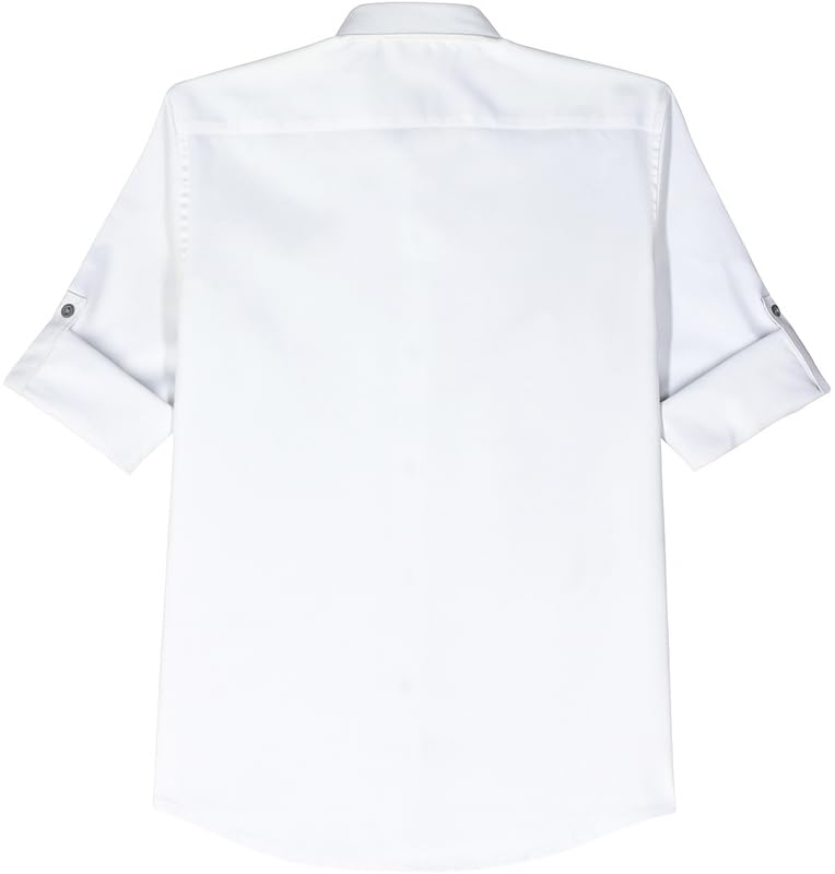 Charchit boys cotton white full sleeves shirt with lion print, regular fit, spread collar, perfect for boys' casual wear.