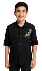 CHARCHIT Boys Full Sleeves Embellished Solid Shirt Black