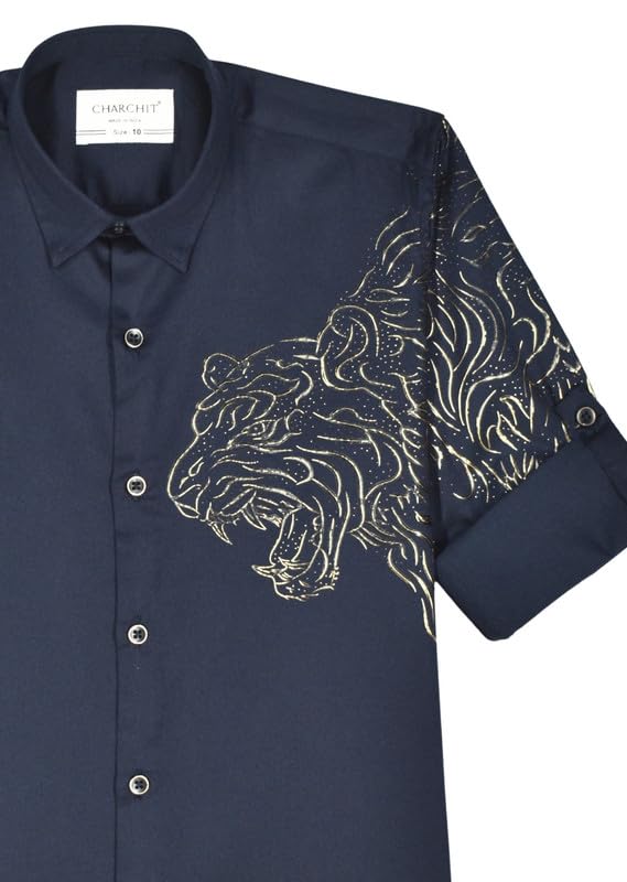 CHARCHIT Boys Regular Fit Plain Full Sleeve Shirt DarkNavy