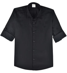 CHARCHIT Boys Cotton Full Sleeves Solid Shirt Black