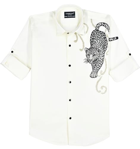 CHARCHIT Boys Full Sleeves Graphic Printed Shirt OffWhite
