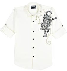 CHARCHIT Boys Full Sleeves Graphic Printed Shirt OffWhite