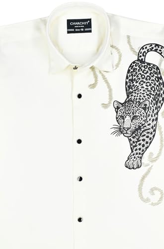 CHARCHIT Boys Full Sleeves Graphic Printed Shirt OffWhite