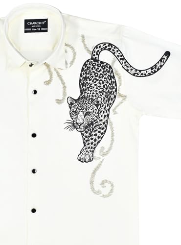 CHARCHIT Boys Full Sleeves Graphic Printed Shirt OffWhite
