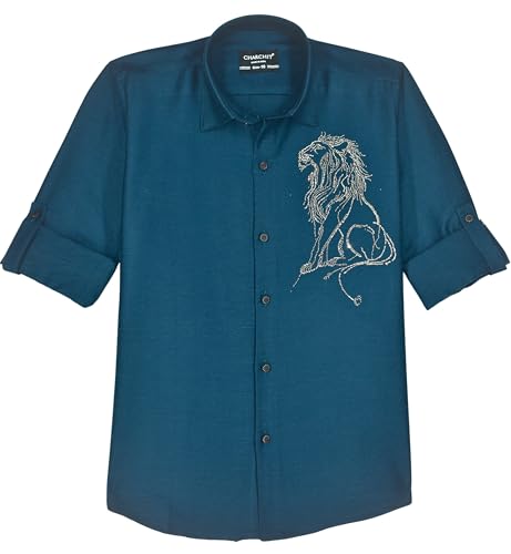 CHARCHIT Boys Full Sleeves Embellished Solid Shirt Blue - Goyalsons ShopMax