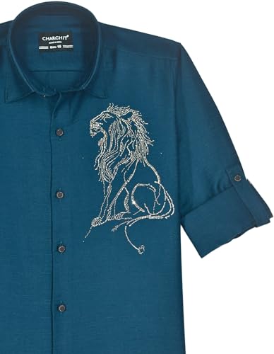 CHARCHIT Boys Full Sleeves Embellished Solid Shirt Blue - Goyalsons ShopMax