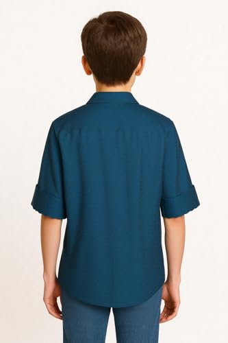CHARCHIT Boys Full Sleeves Embellished Solid Shirt Blue - Goyalsons ShopMax