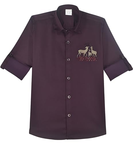 CHARCHIT Boys Full Sleeves Embellished Solid Shirt Violet
