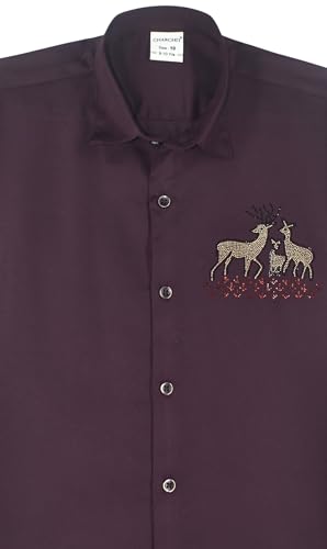 CHARCHIT Boys Full Sleeves Embellished Solid Shirt Violet