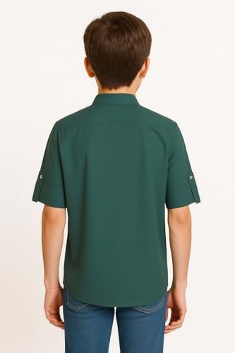 Charchit boys full sleeves embellished solid shirt in vibrant color, featuring decorative details and a classic fit.