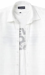 CHARCHIT Boys Half Sleeves Solid Textured Shirt with T-Shirt White