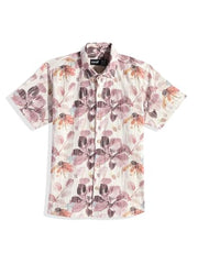 Boy wearing a cream cotton blend half-sleeve printed shirt and T-shirt by Charchit, casual clothing for kids.