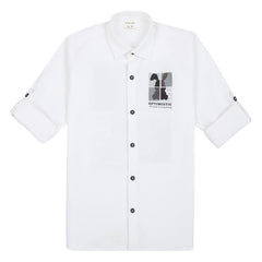 CAVIO Boys Cotton Regular fit Plain Full Sleeves Casual Shirt White
