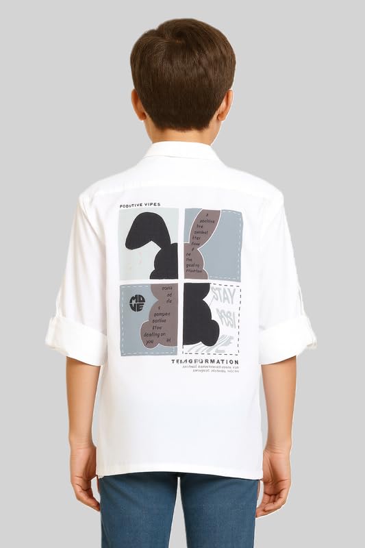 CAVIO Boys Cotton Regular fit Plain Full Sleeves Casual Shirt White