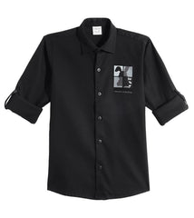 CAVIO Boys Cotton Regular fit Plain Full Sleeves Casual Shirt Black