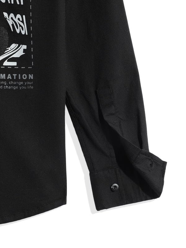 CAVIO Boys Cotton Regular fit Plain Full Sleeves Casual Shirt Black