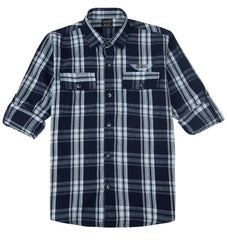 CAVIO Boys Cotton Regular fit Checkered Full Sleeves Casual Shirt Grey