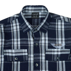 CAVIO Boys Cotton Regular fit Checkered Full Sleeves Casual Shirt Grey