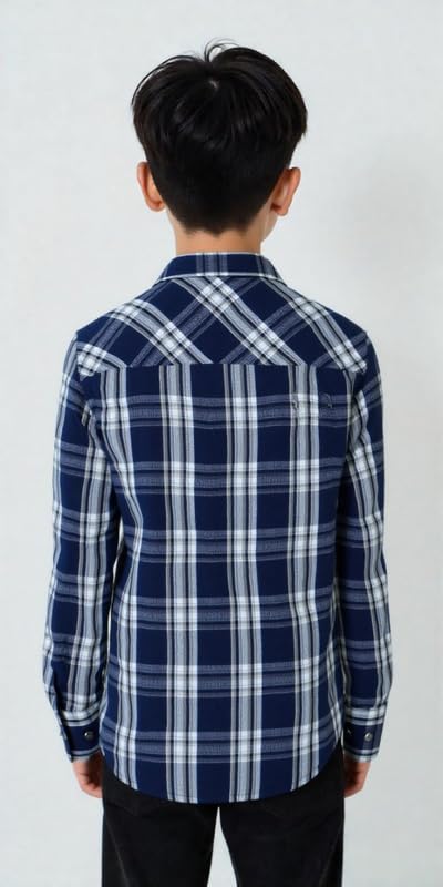 CAVIO Boys Cotton Regular fit Checkered Full Sleeves Casual Shirt Grey