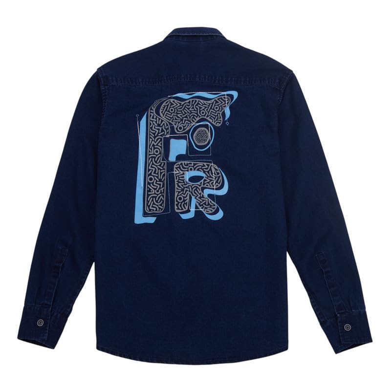 Charchit boys navy full sleeves casual shirt and T-shirt, plain upper basket shirt, front view showing collar and sleeve details.
