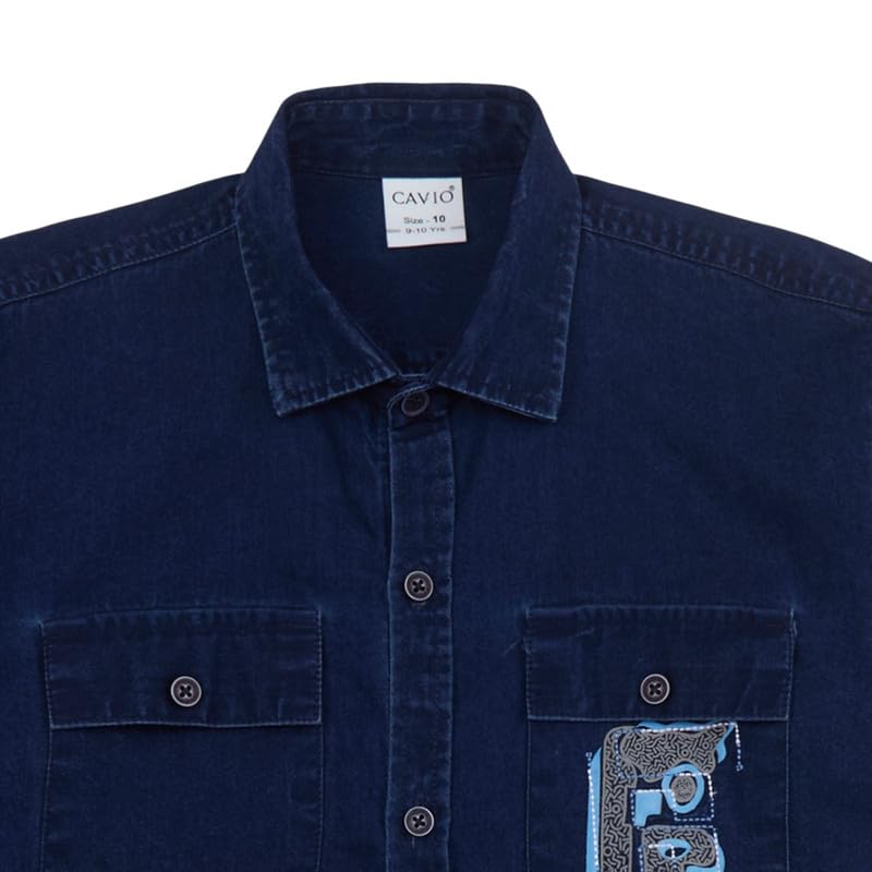 Charchit boys navy full sleeves casual shirt and T-shirt set, plain design, perfect for boys' everyday casual wear.