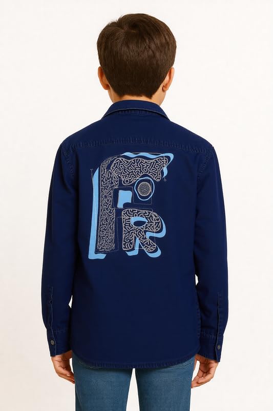 CHARCHIT Boys Plain Full Sleeves Casual Shirt & t-Shirt Navy