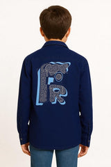 CHARCHIT Boys Plain Full Sleeves Casual Shirt & t-Shirt Navy