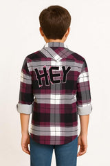 CAVIO Boys Checks Full Sleeve Shirt and T-Shirt Brown