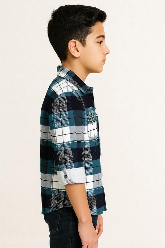 CAVIO Boys Checks Full Sleeve Shirt and T-Shirt Mustard