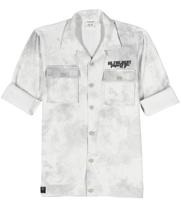 CAVIO Boys Cotton Printed Full Sleeves Jacket with Regular Fit T-Shirt White