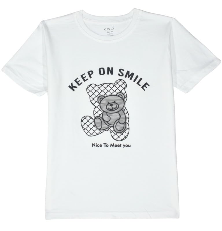 CAVIO Boys Cotton Printed Full Sleeves Jacket with Regular Fit T-Shirt White