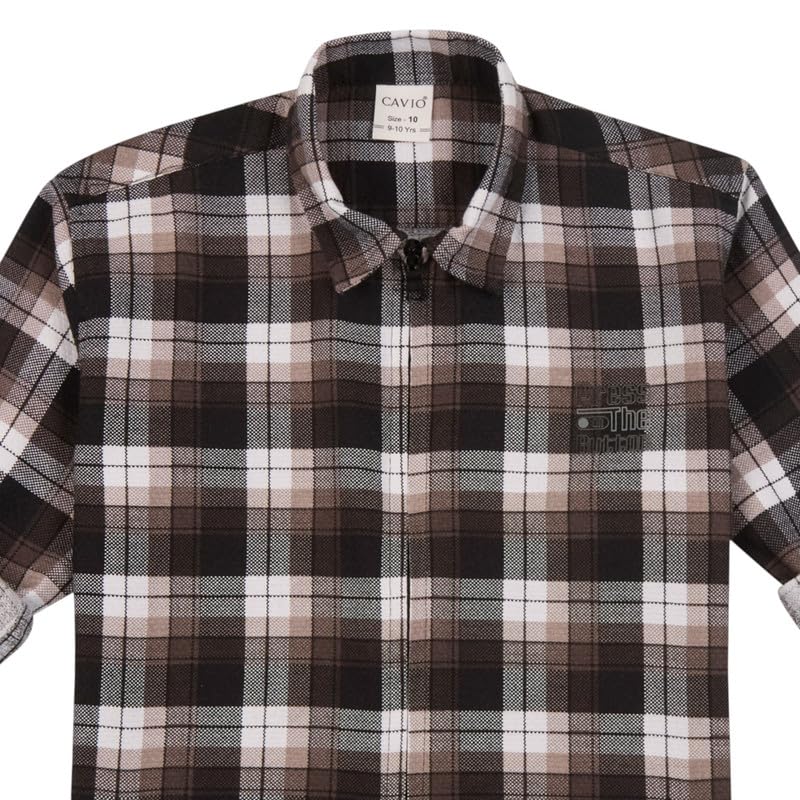 CAVIO Boys Cotton Checks Full Sleeves Shirt with Regular Fit T-Shirt Magenta