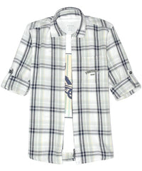 CAVIO Boys Cotton Full Sleeve Checks Shirt with Regular Fit T-Shirt LightGreen