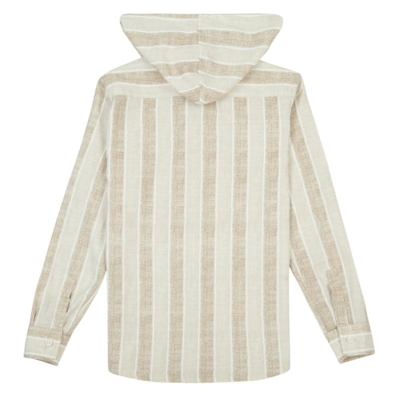 CAVIO Boys Cotton Striped Full Sleeves Hooded Shirt & T-Shirt Brown