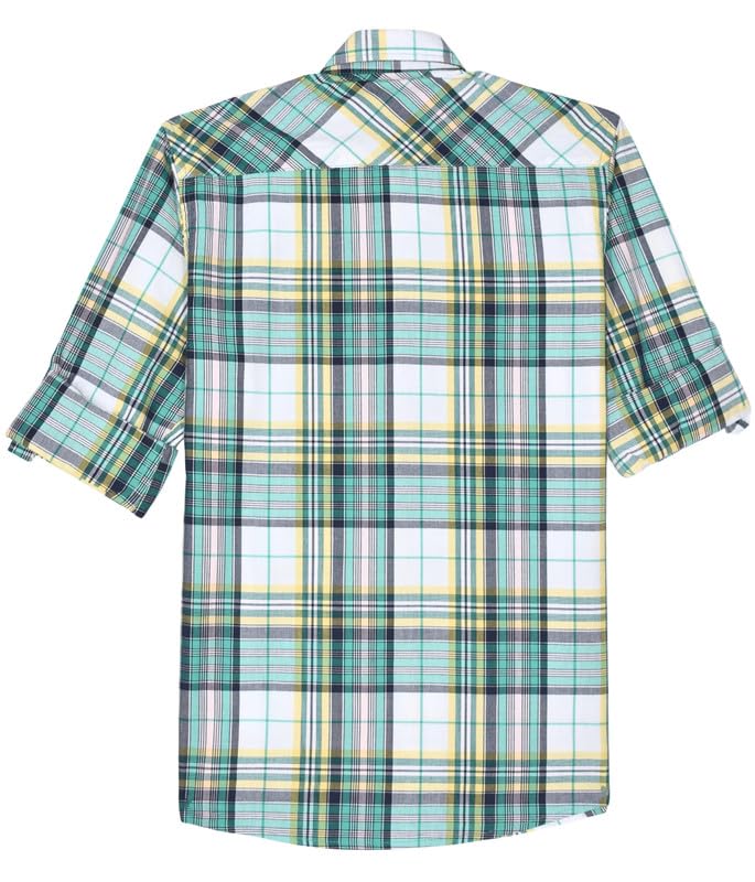 CAVIO Boys Regular fit Checks Full Sleeves Casual Shirt and T-Shirt Green