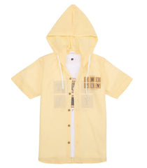 CAVIO Boys Plain Half Sleeve Hooded Shirt and T-Shirt Lemon