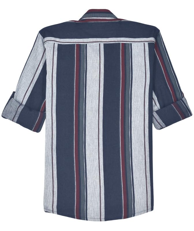 CAVIO Boys Regular fit Striped Full Sleeves Casual Shirt and T-Shirt Red