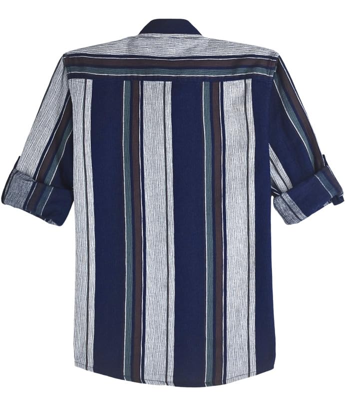 CAVIO Boys Striped Full Sleeve Shirt with Regular Fit T-Shirt Seagreen