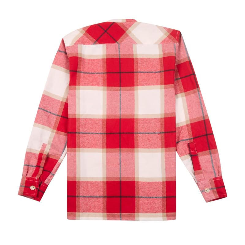 CAVIO Boys Cotton Regular Fit Full Sleeve Checks Shirt and T-Shirt Red