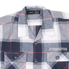 CAVIO Boys Cotton Regular Fit Full Sleeve Checks Shirt and T-Shirt Navy