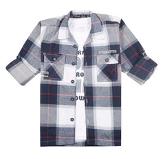 CAVIO Boys Cotton Regular Fit Full Sleeve Checks Shirt and T-Shirt Navy