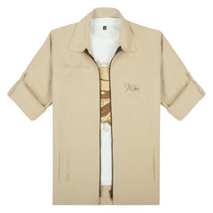 CAVIO Boys Printed Full Sleeve Jacket with Regular Fit T-Shirt Cream