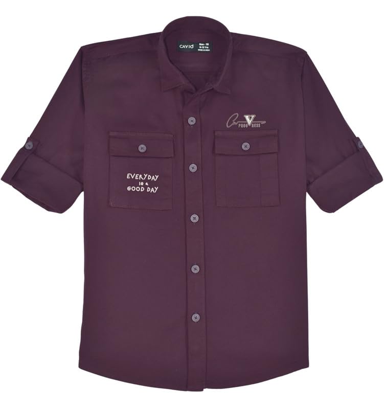 CAVIO Boys Cotton Full Sleeves Graphic Printed Shirt Violet