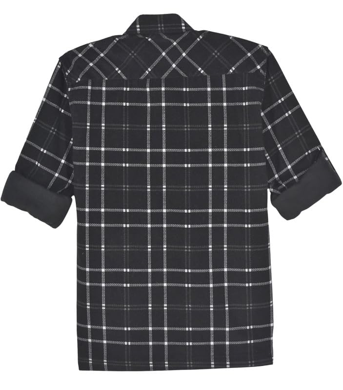 CAVIO Boys Cotton Checks Full Sleeves Shirt with Regular Fit T-Shirt Black