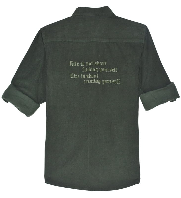 CAVIO Boys Cotton Regular Fit Spread Collar Full Sleeves Plain Shirt DarkGreen