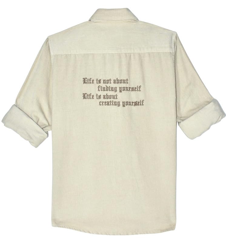 CAVIO Boys Cotton Regular Fit Spread Collar Full Sleeves Plain Shirt Cream